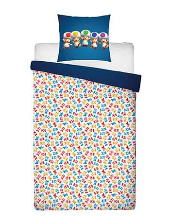 Completo Letto Bambino Mario, Microfibra Oeko?Tex, Reversibile, 1 piazza, Principessa Peach