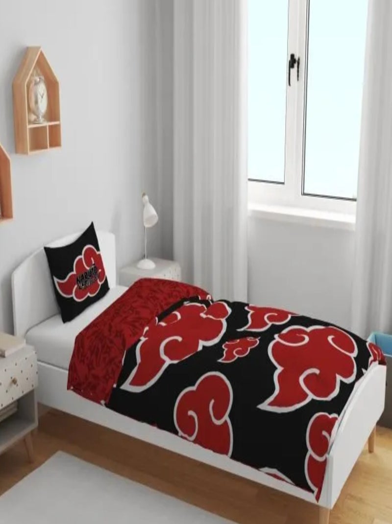 Completo Letto Bambino Naruto, Microfibra Oeko-Tex, Stampa Reversibile, Letto Singolo, AKATSUKI Nero - Kiabi