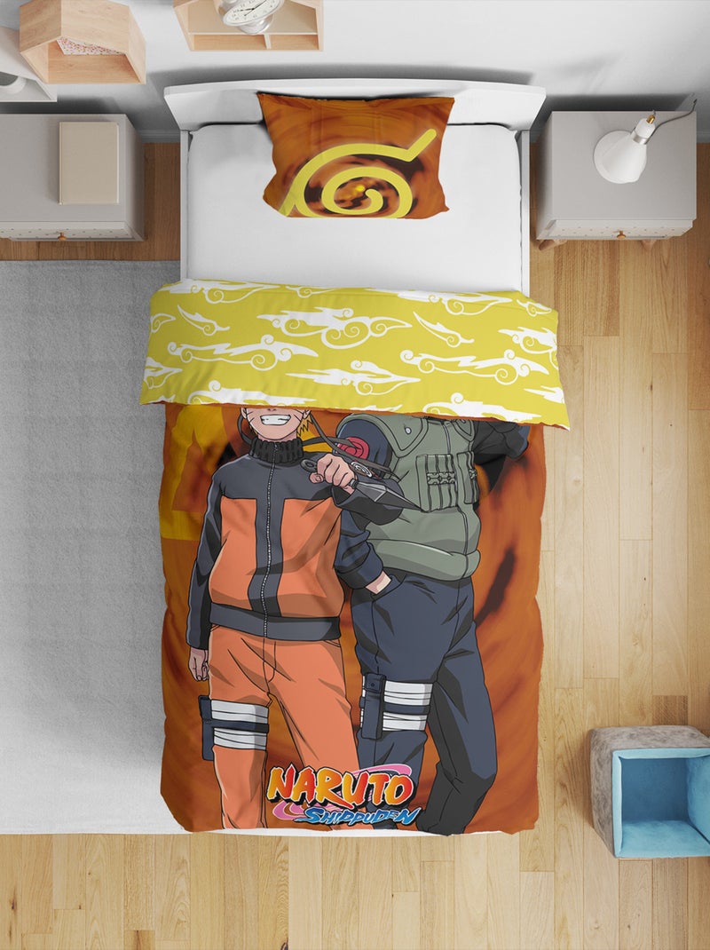 Completo Letto Bambino Naruto, Microfibra Oeko-Tex, Stampa Reversibile, Singolo, KAKASHI Arancione - Kiabi
