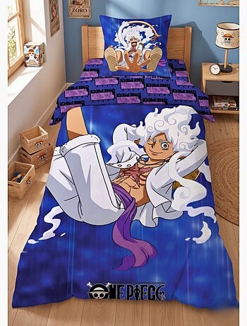 Completo Letto Bambino One Piece, Microfibra Oeko-Tex, Letto 1 posto, LUFFY GEAR