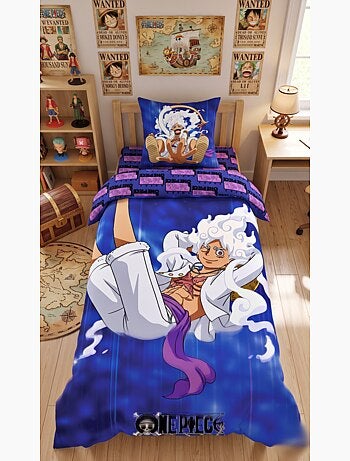 Completo Letto Bambino One Piece, Microfibra Oeko-Tex, Letto 1 posto, LUFFY GEAR
