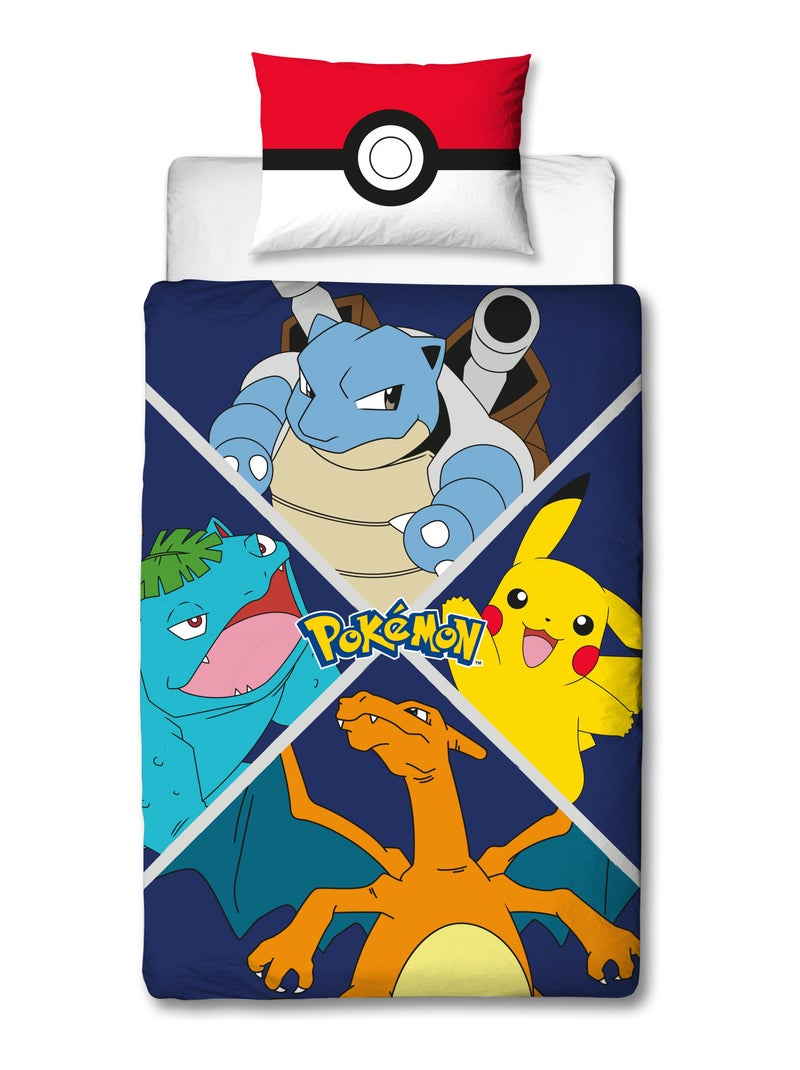 Completo Letto Bambino Pokémon, Microfibra Oeko-Tex, Reversibile, Letto 1 piazza, EVOLUTION Blu - Kiabi