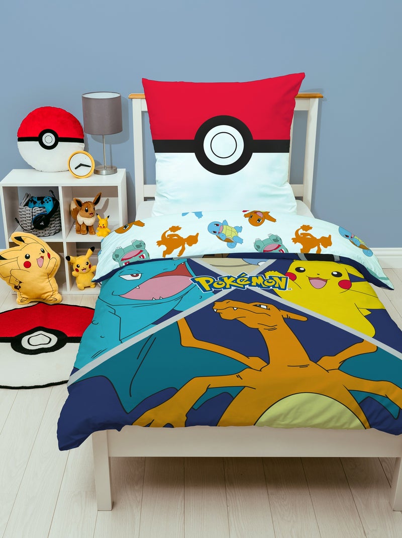Completo Letto Bambino Pokémon, Microfibra Oeko-Tex, Reversibile, Letto 1 piazza, EVOLUTION Blu - Kiabi