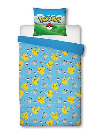 Completo Letto Bambino Pokémon, Microfibra Oeko?Tex, Stampato Reversibile, Letto Singolo, PIKACHU