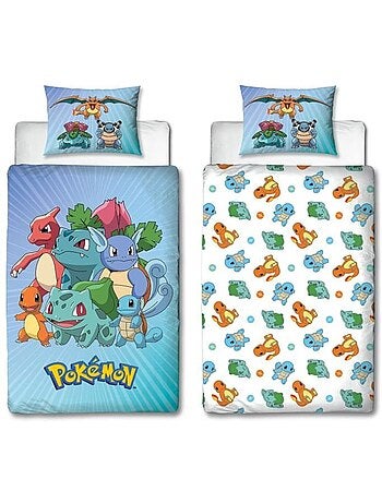 Completo Letto Bambino Pok?mon, Microfibra Oeko?Tex, Stampa Reversibile, Singolo, STARTER