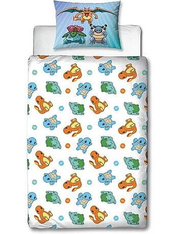 Completo Letto Bambino Pok?mon, Microfibra Oeko?Tex, Stampa Reversibile, Singolo, STARTER