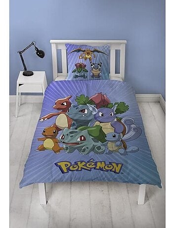 Completo Letto Bambino Pok?mon, Microfibra Oeko?Tex, Stampa Reversibile, Singolo, STARTER