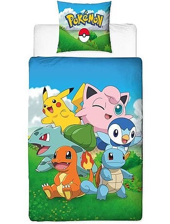 Completo Letto Bambino Pok?mon, Microfibra Oeko?Tex, Stampato Reversibile, Letto Singolo, PIKACHU
