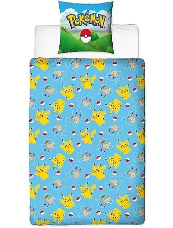 Completo Letto Bambino Pok?mon, Microfibra Oeko?Tex, Stampato Reversibile, Letto Singolo, PIKACHU