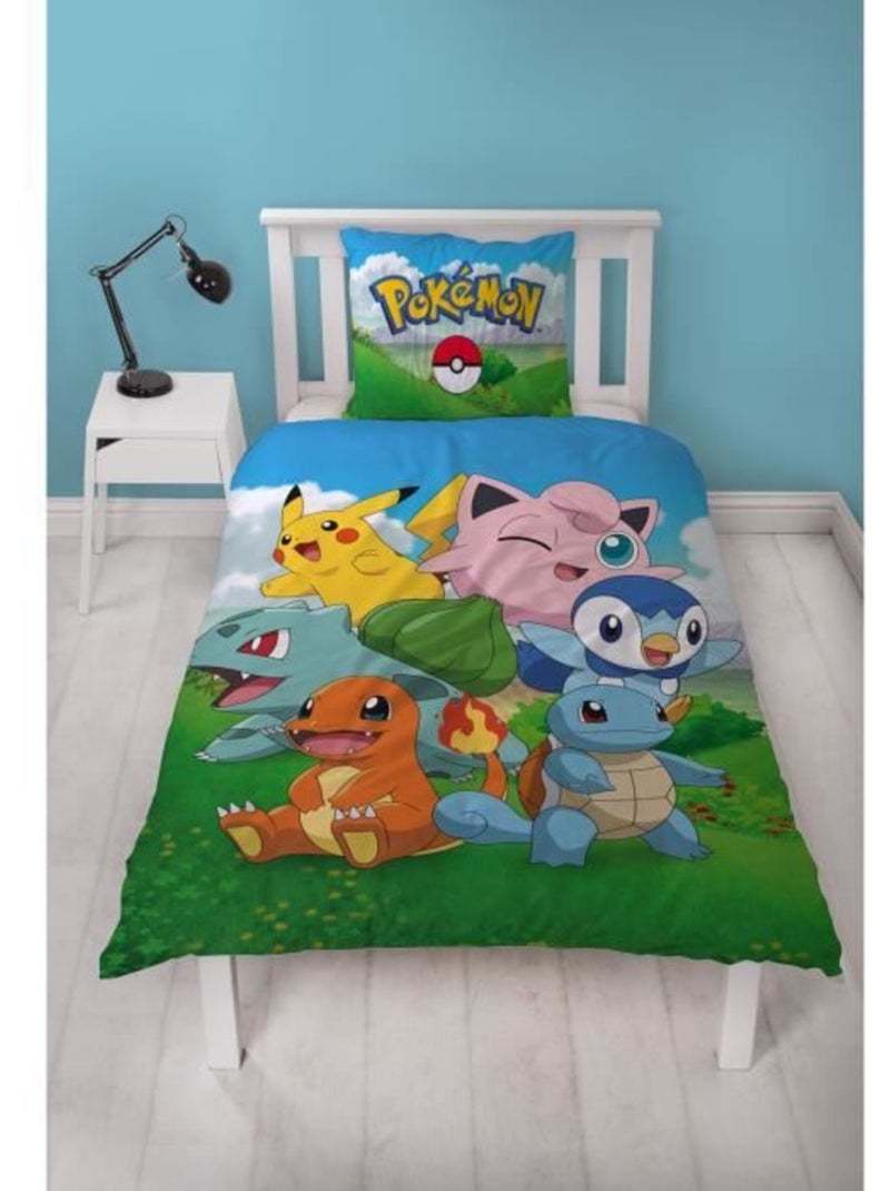 Completo Letto Bambino Pok?mon, Microfibra Oeko?Tex, Stampato Reversibile, Letto Singolo, PIKACHU Blu - Kiabi