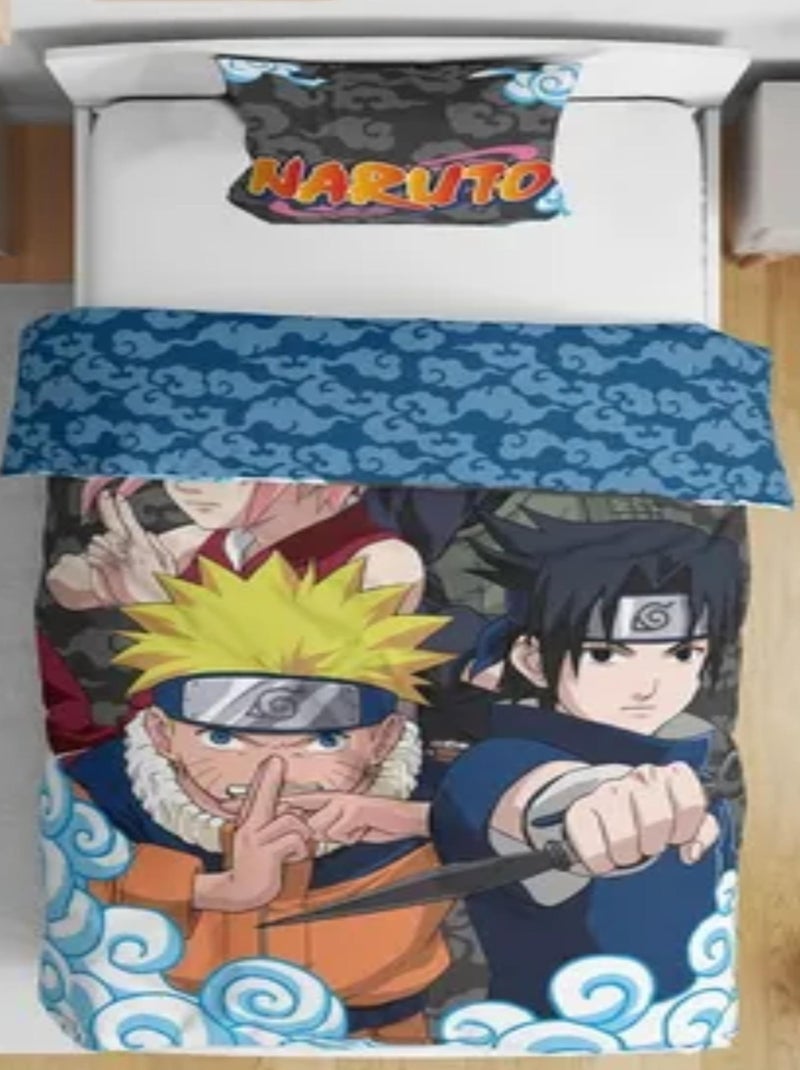Completo Letto Bambino Reversibile Naruto, Sasuke e Sakura Blu - Kiabi