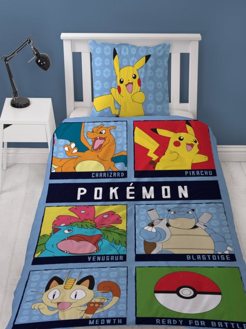 Completo letto bambino stampato e reversibile Pokémon BATTLE, copripiumino 140x200 cm - Kiabi Completo letto bambino stampato e reversibile Pokémon BATTLE, copripiumino 140x200 cm - Kiabi