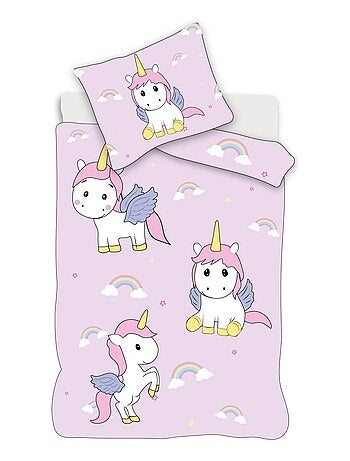 Completo Letto Bebè Cotone Reversibile Unicorno Arcobaleno