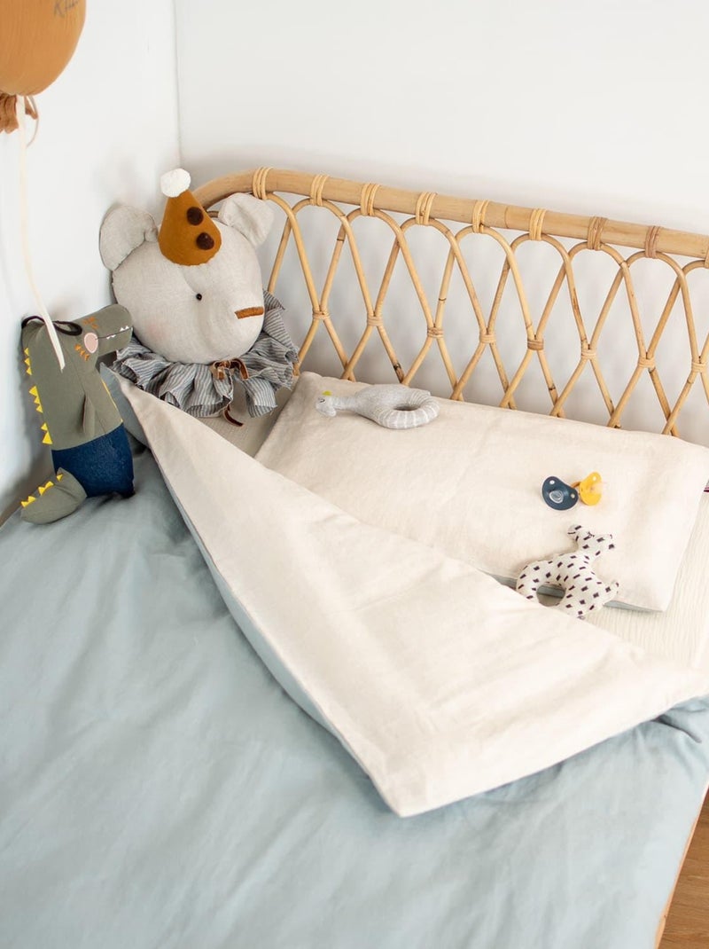 Completo letto bebè reversibile lino | sevira kids | sevira kids Verde acqua - Kiabi