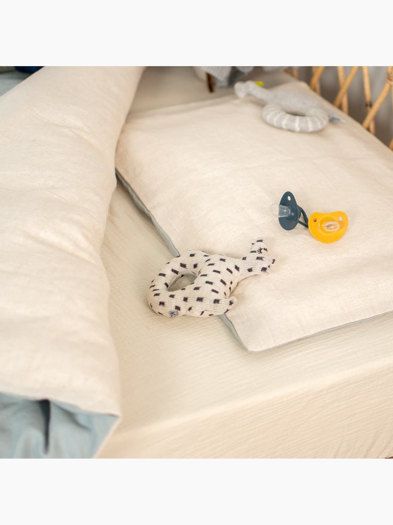 Completo letto bebè reversibile lino | sevira kids | sevira kids Verde acqua - Kiabi
