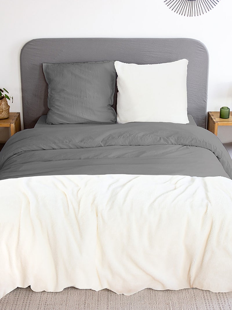 Completo letto bicolore - 2 piazze GRIGIO - Kiabi