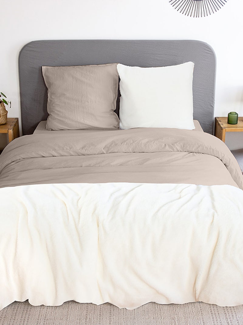 Completo letto bicolore - 2 piazze MARRONE - Kiabi