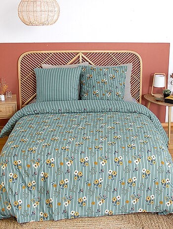 Completo letto con stampa a fiori e righe - 2 piazze