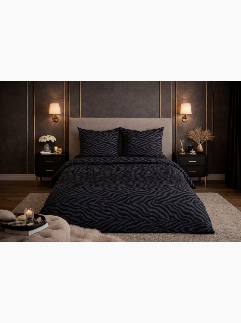 Completo letto con stampa animalier Nero - Kiabi