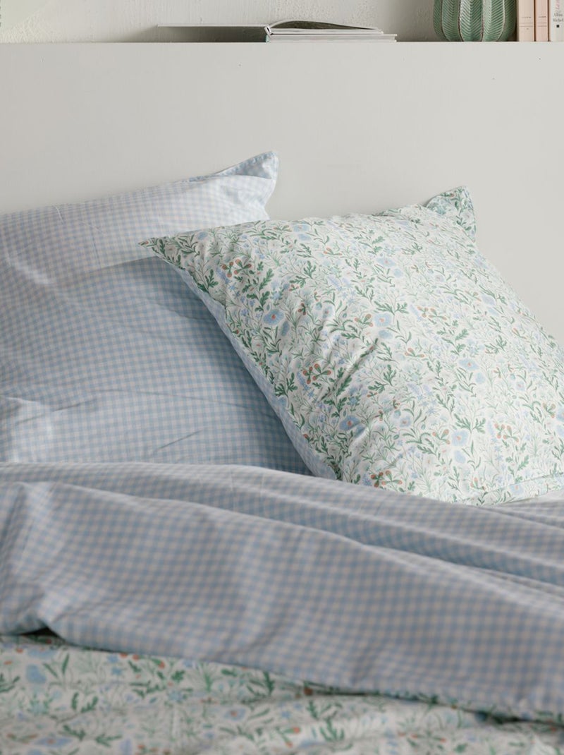 Completo letto con stampa double face vichy - 2 piazze Beige - Kiabi