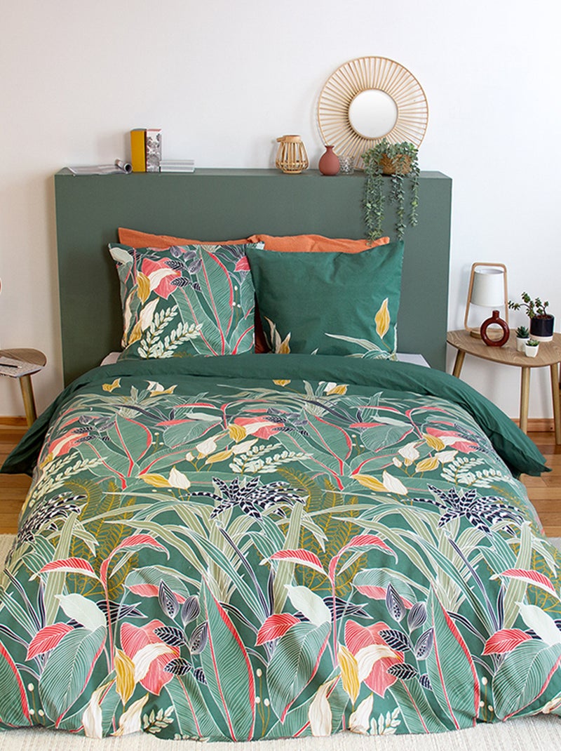 Completo letto con stampa foglie - 2 piazze VERDE - Kiabi