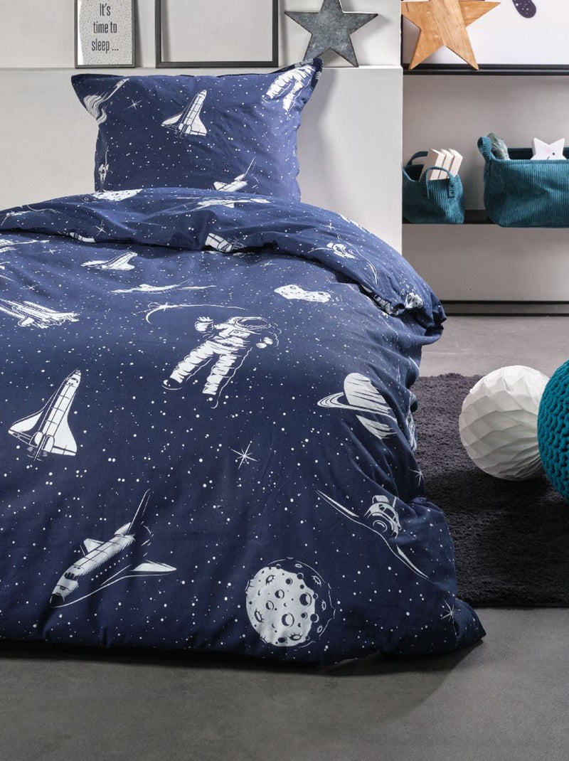 Completo letto con stampa razzo - 1 piazza Blu - Kiabi