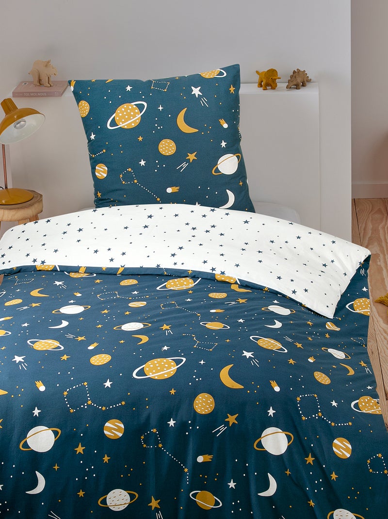Completo letto double face 1 piazza BLU - Kiabi