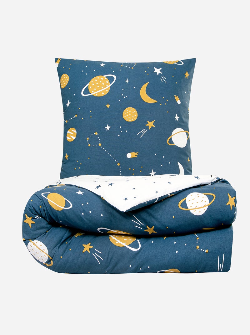 Completo letto double face 1 piazza BLU - Kiabi