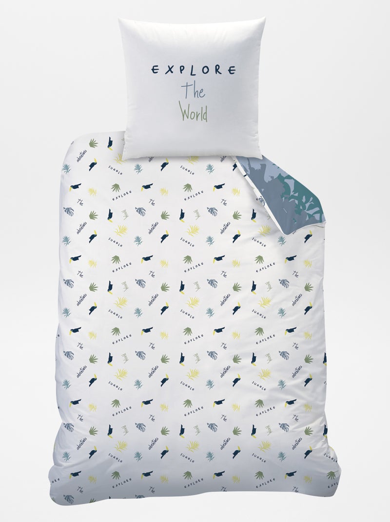 Completo letto double face 1 piazza GRIGIO - Kiabi