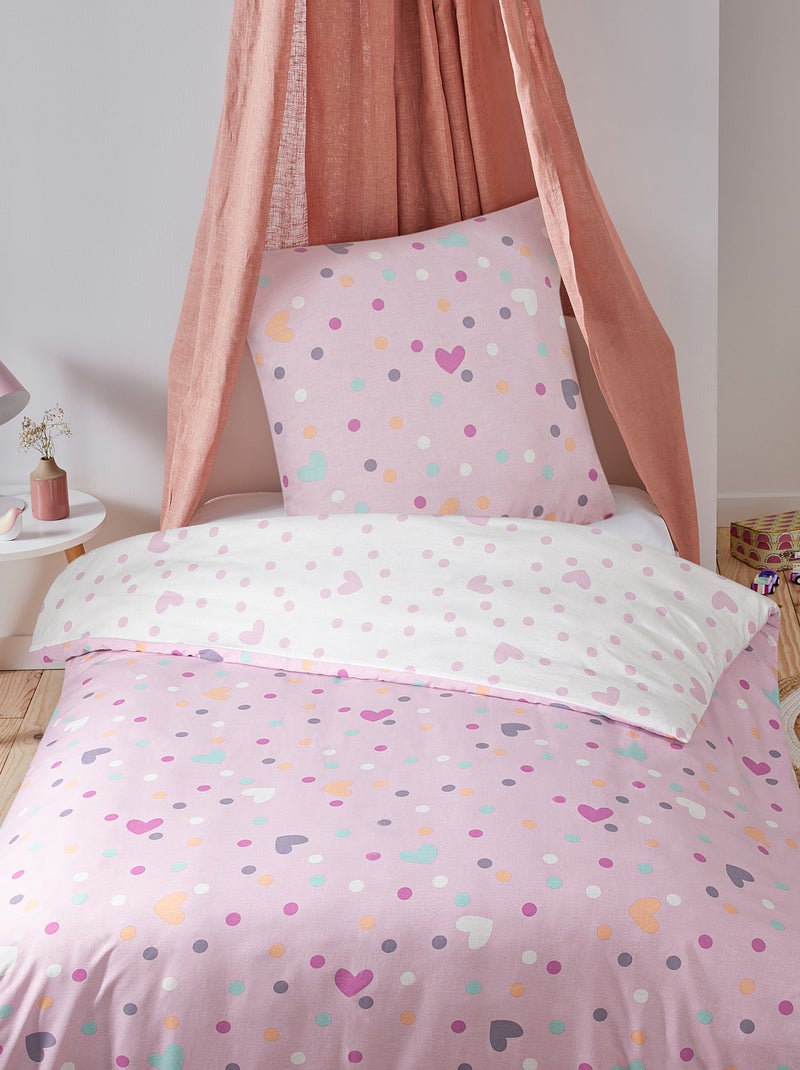 Completo letto double face 1 piazza ROSA - Kiabi
