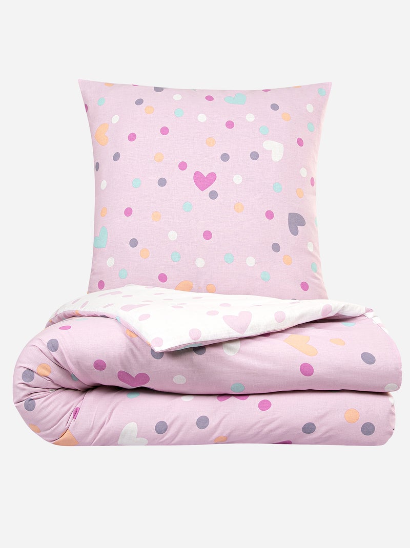 Completo letto double face 1 piazza ROSA - Kiabi