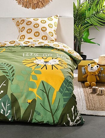 Completo letto double face con stampa leone - 1 piazza