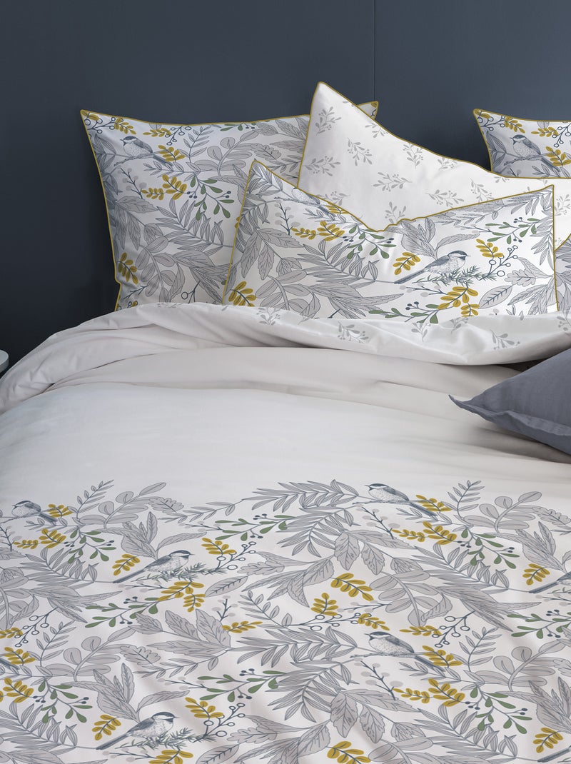 Completo letto 'floreale' - 2 piazze grigio giallo - Kiabi