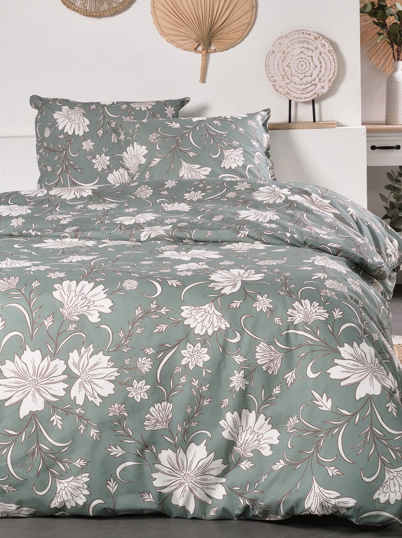 Completo letto 'floreale' - 2 piazze VERDE - Kiabi