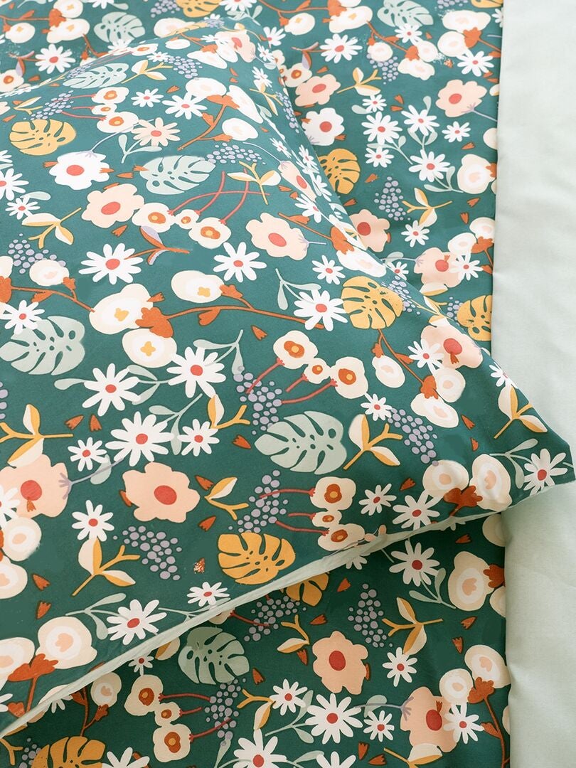 Completo letto 'floreale' - 2 piazze VERDE_ - Kiabi