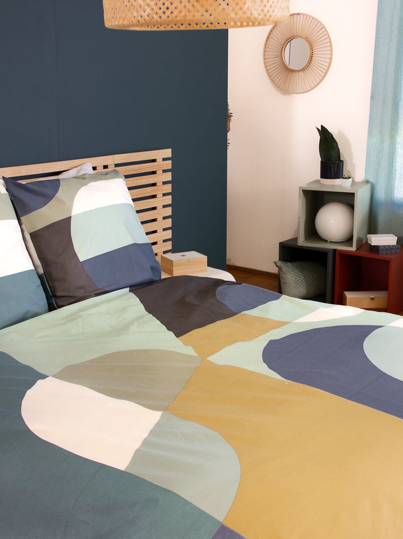 Completo letto geometrico - 2 piazze Blu - Kiabi