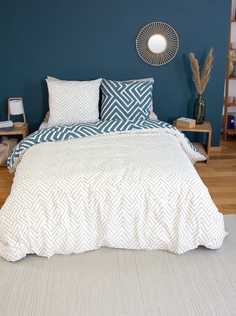 Completo letto geometrico - 2 piazze Blu - Kiabi