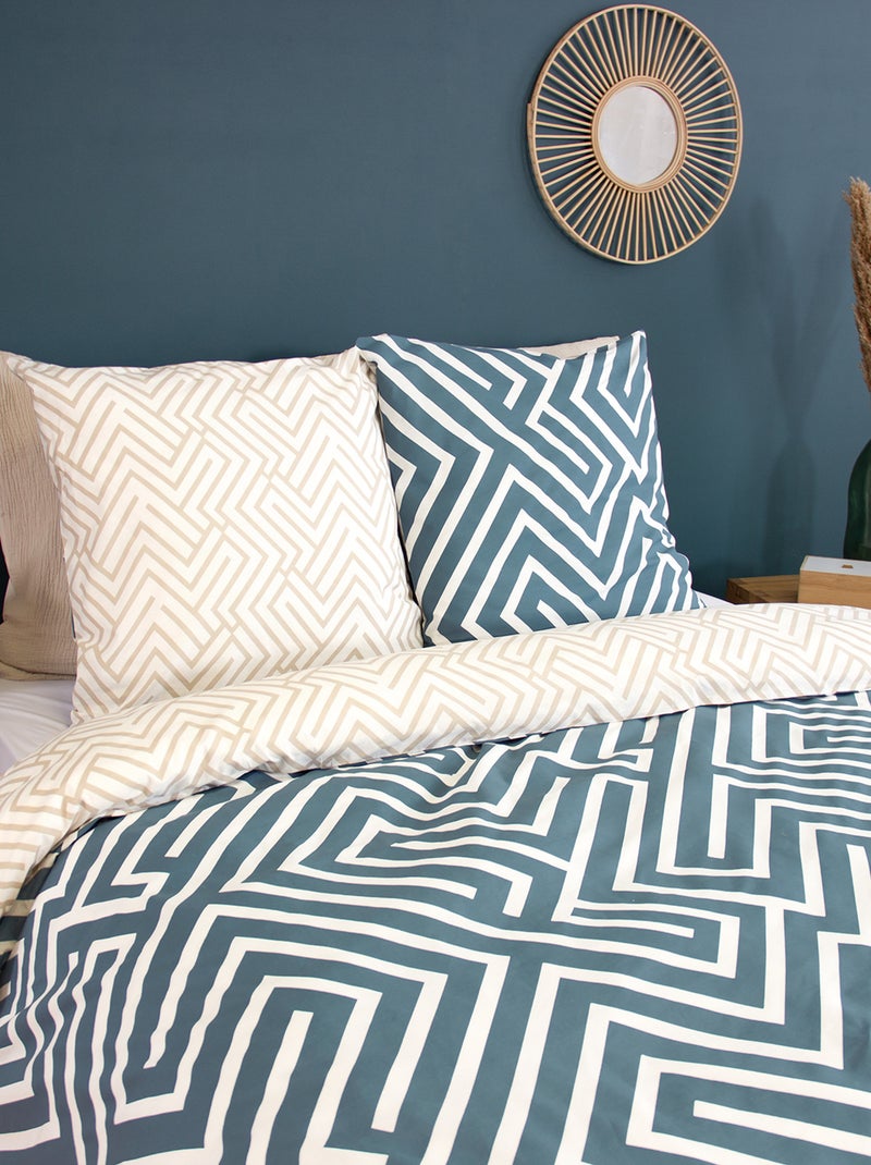 Completo letto geometrico - 2 piazze Blu - Kiabi