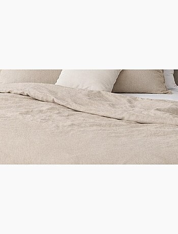 Completo letto in cotone e lino lavato tinta unita
