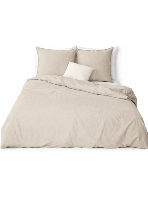 Completo letto in cotone e lino lavato tinta unita - Kiabi Completo letto in cotone e lino lavato tinta unita - Kiabi
