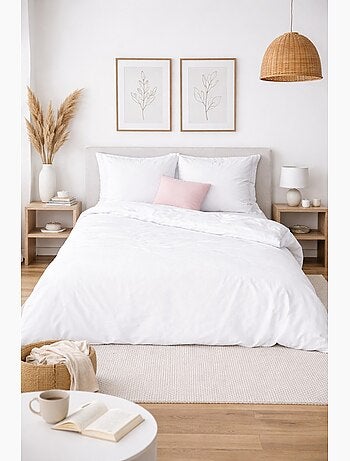 Completo letto in cotone e lino lavato tinta unita