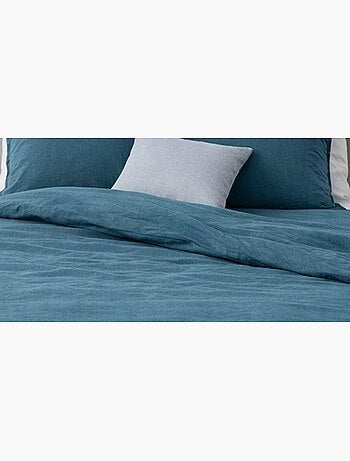 Completo letto in cotone e lino lavato tinta unita