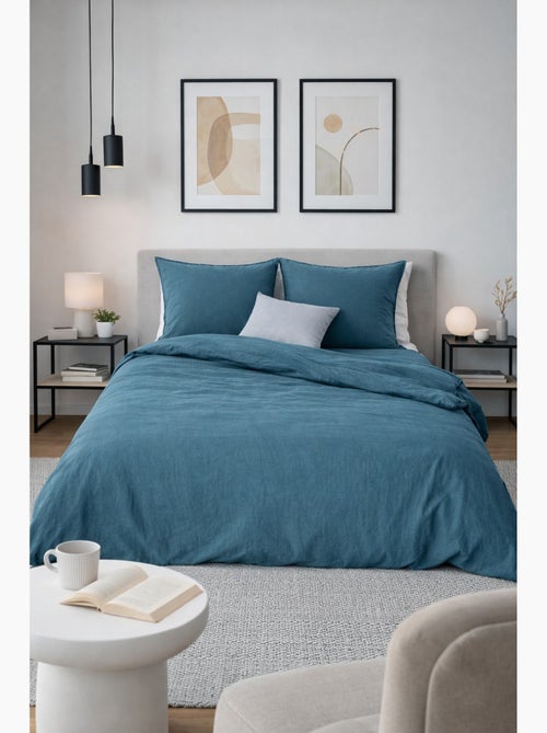 Completo letto in cotone e lino lavato tinta unita - Kiabi Completo letto in cotone e lino lavato tinta unita - Kiabi
