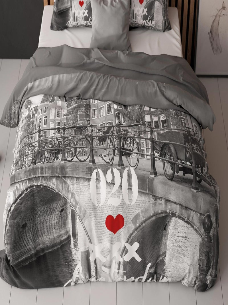 Completo letto in cotone Ponte di Amsterdam Grigio - Kiabi