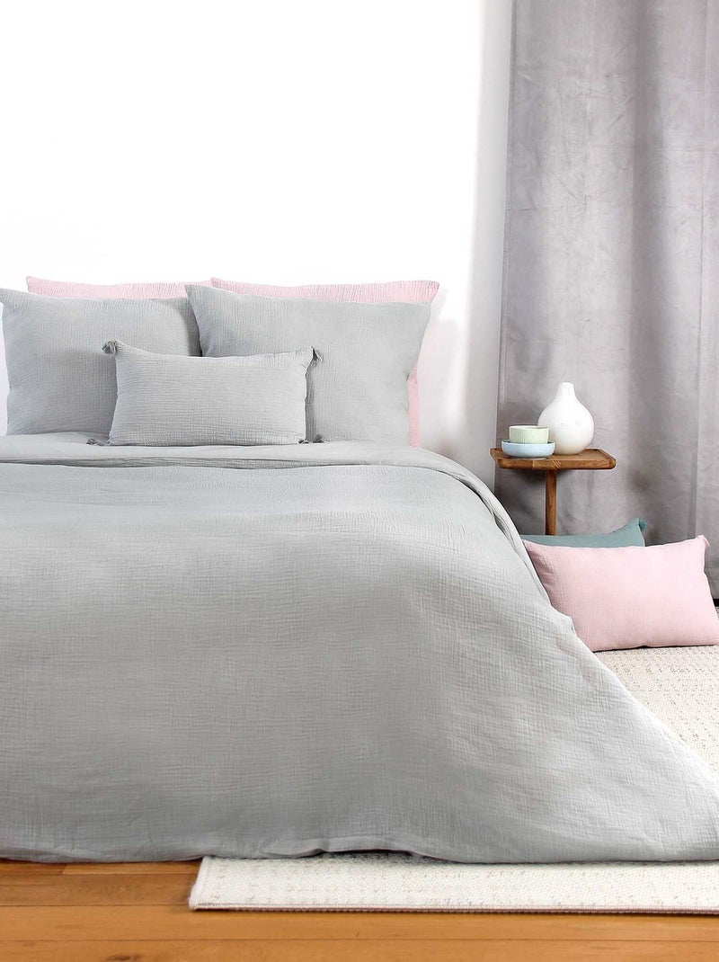 Completo letto in garza di cotone grigio - Kiabi