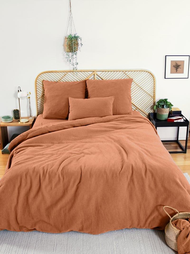 Completo letto in garza di cotone MARRONE - Kiabi