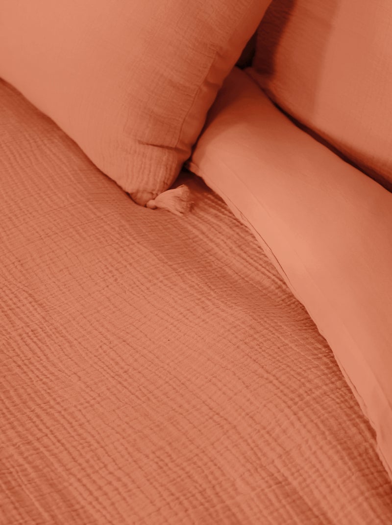 Completo letto in garza di cotone MARRONE - Kiabi