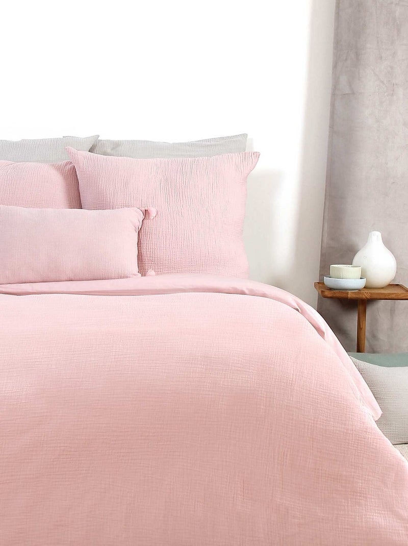 Completo letto in garza di cotone rosa - Kiabi