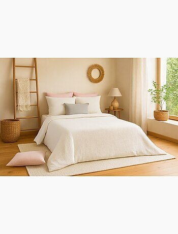 Completo letto in garza di cotone tinta unita