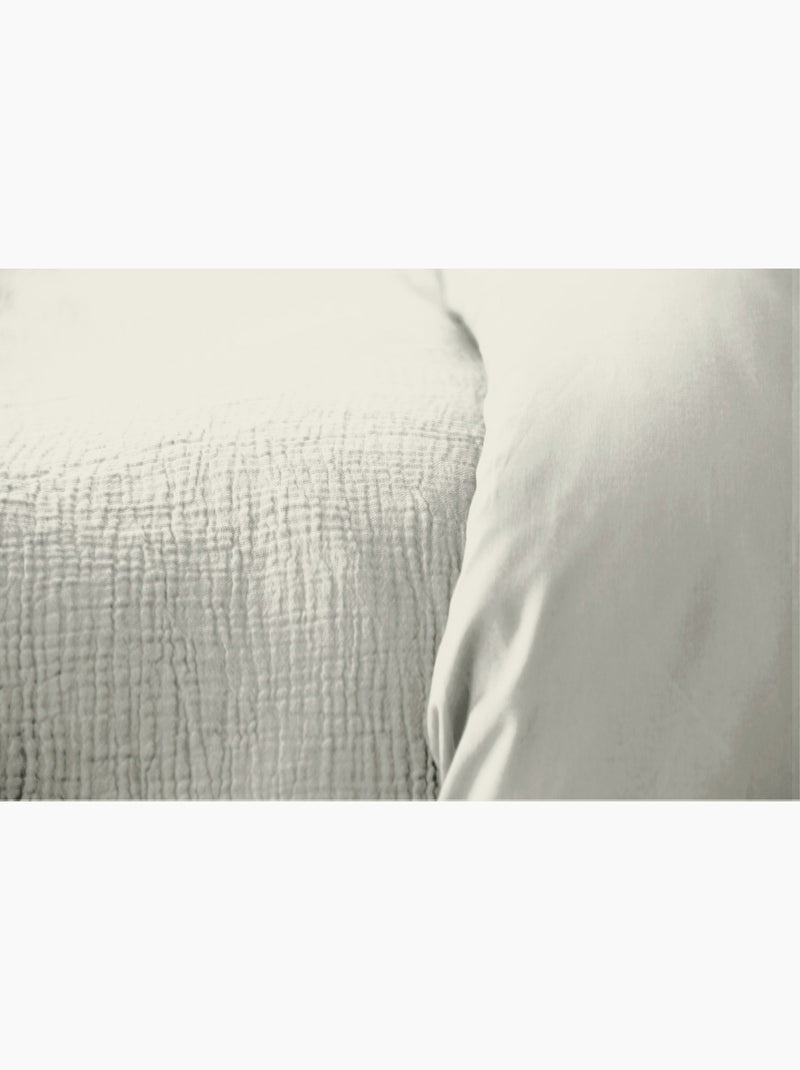 Completo letto in garza di cotone tinta unita Grigio - Kiabi
